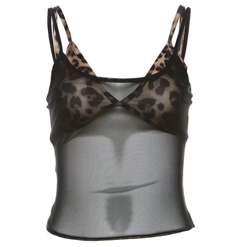 Cheetah Y2K Lace tank top