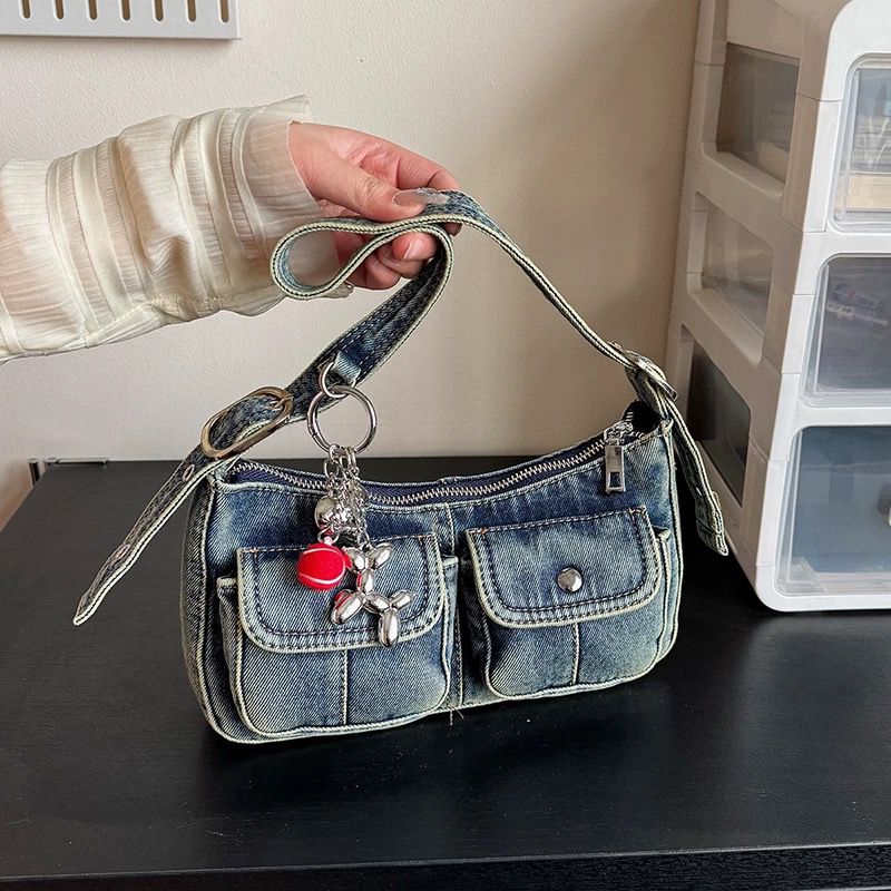 Denim Underarm Handbag