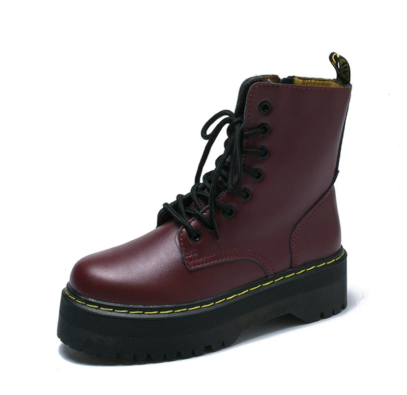 Black leather biker boots