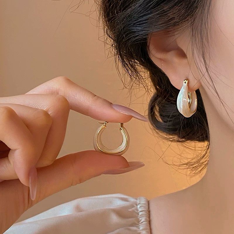 White Drip Glaze Earrings
