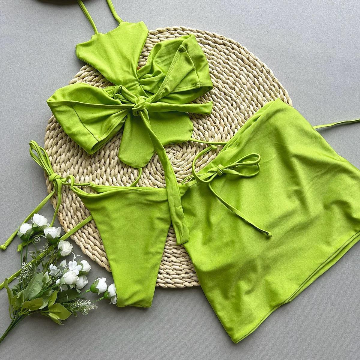 3D Three-Dimensional Flower Split Bikini Swimsuit