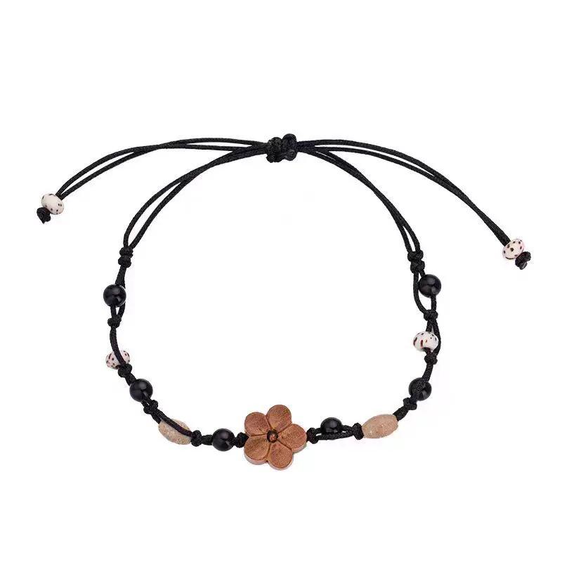 Wood Carving Zen Small Peach Blossom Bracelet