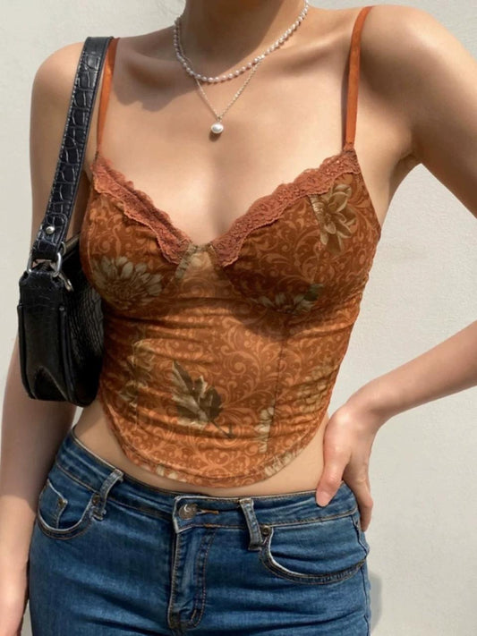 Maple Leaf Print Crop Top