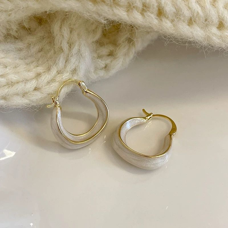 White Drip Glaze Earrings