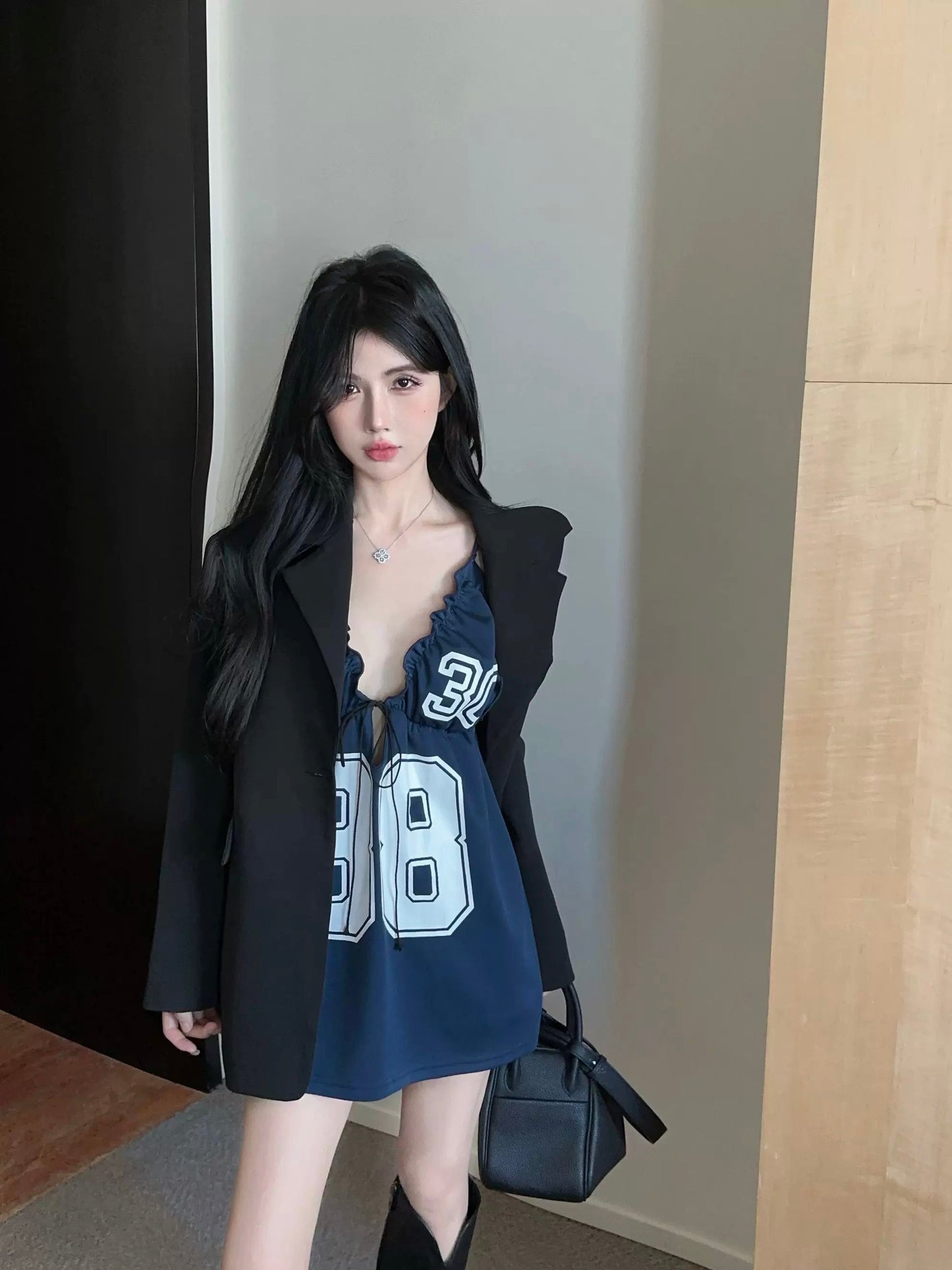 Noir 88 Varsity Babydoll Mini Dress