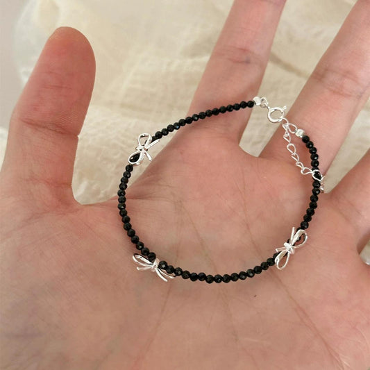 Bowknot Black Spinal Beaded Bracelet