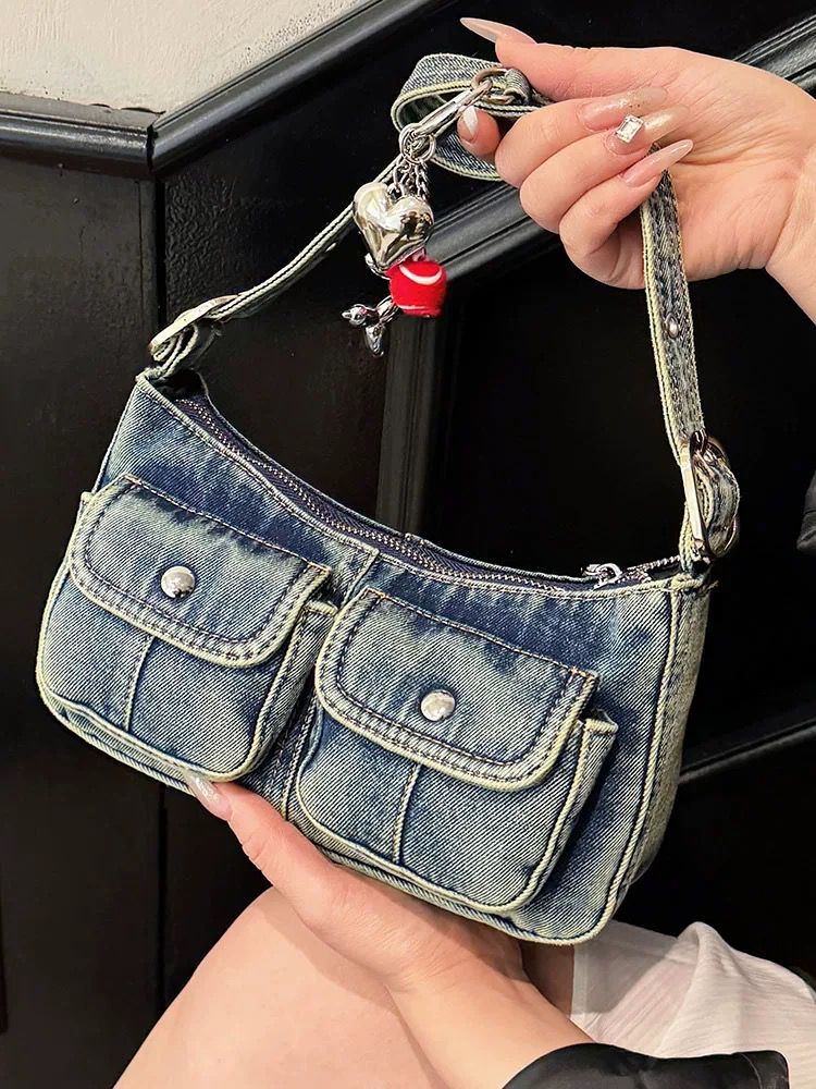 Denim Underarm Handbag