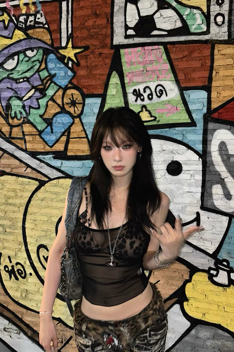 Cheetah Y2K Lace tank top