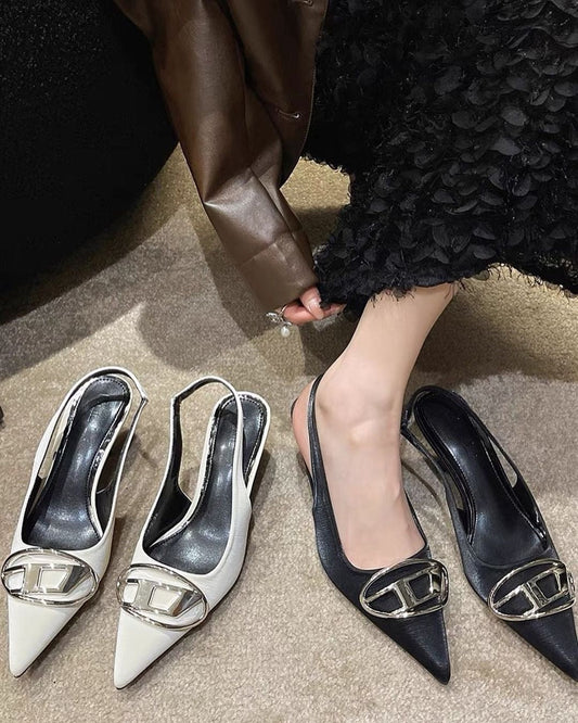 Pointed toe Diesel heels in Korean style heels in India fashion trend