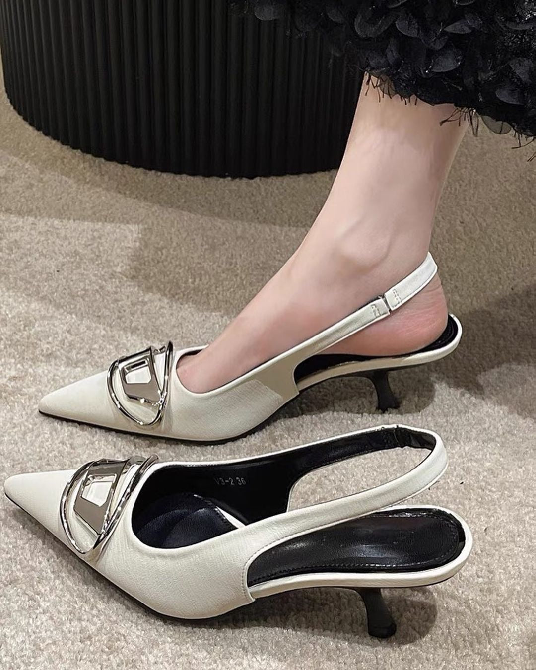 Pointed toe Diesel heels in Korean style heels in India fashion trend