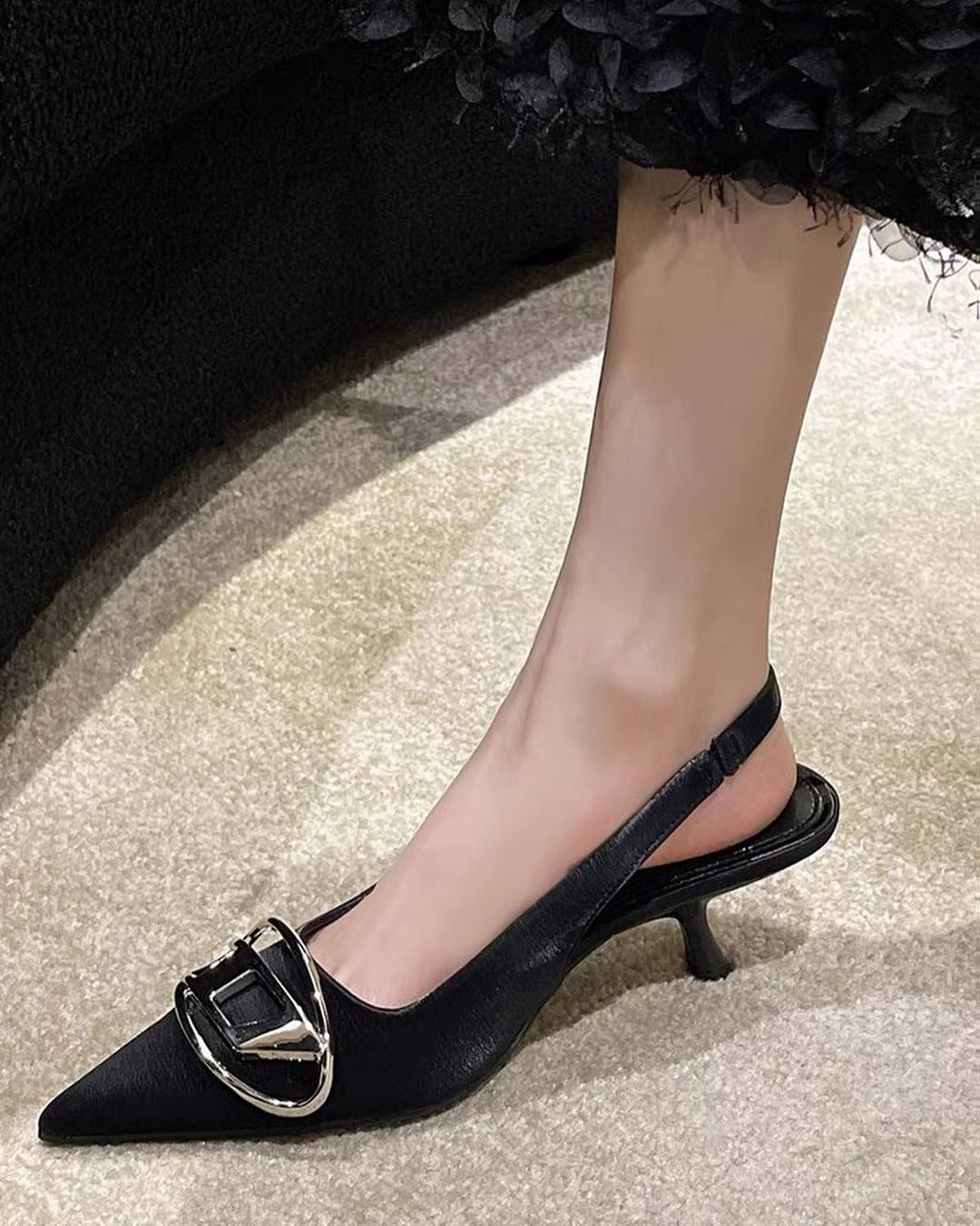 Pointed toe Diesel heels in Korean style heels in India fashion trend