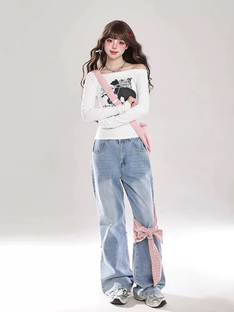 Barbie bow Style Jeans Pants