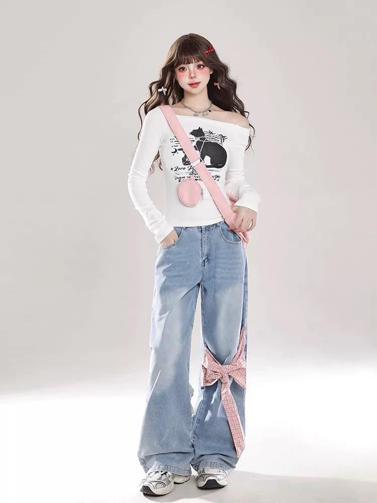Barbie bow Style Jeans Pants