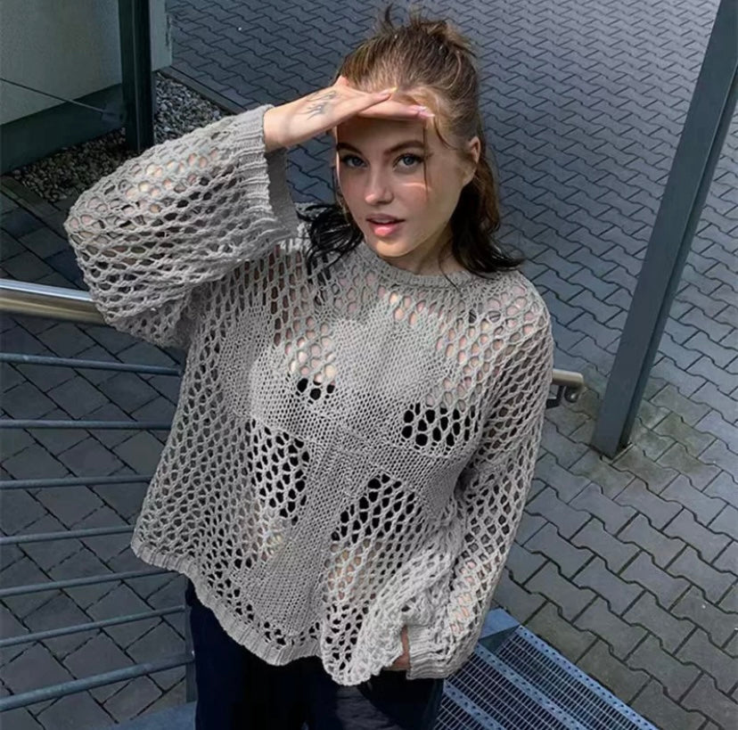 Cross Blessed Crochet Type Sweater