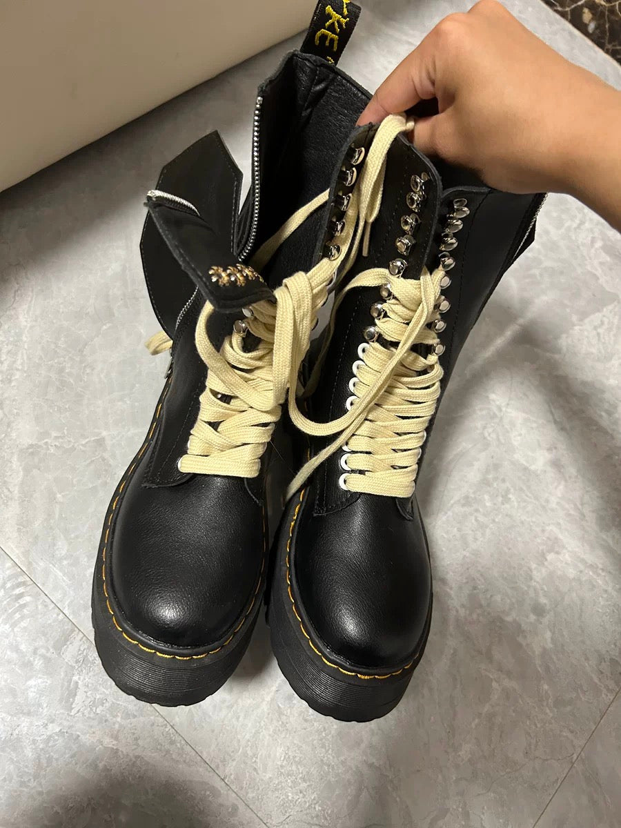 Leather biker boots