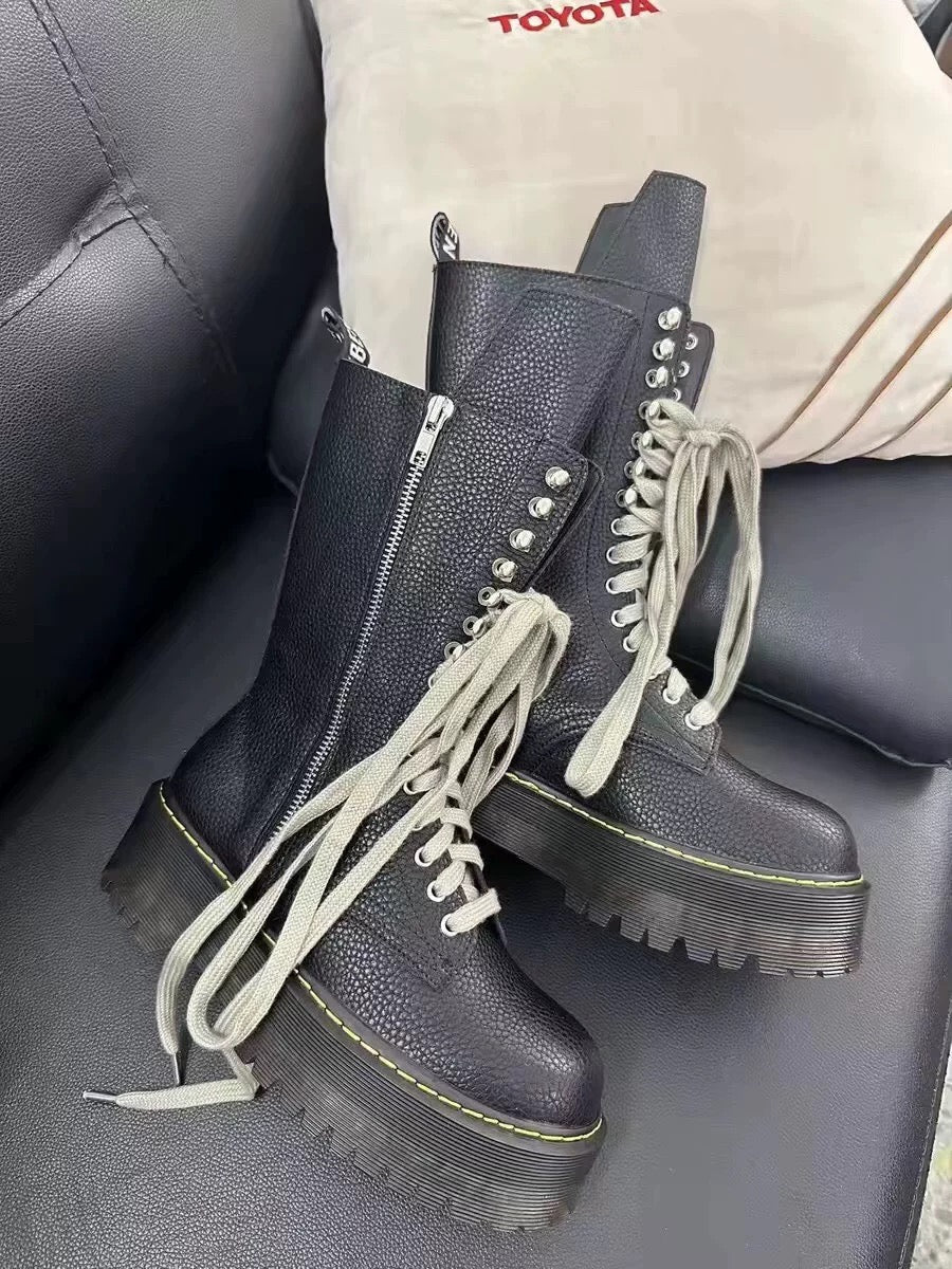 Leather biker boots
