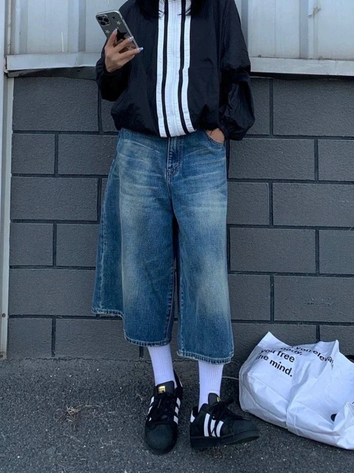 Washed Whiskers Denim Jorts