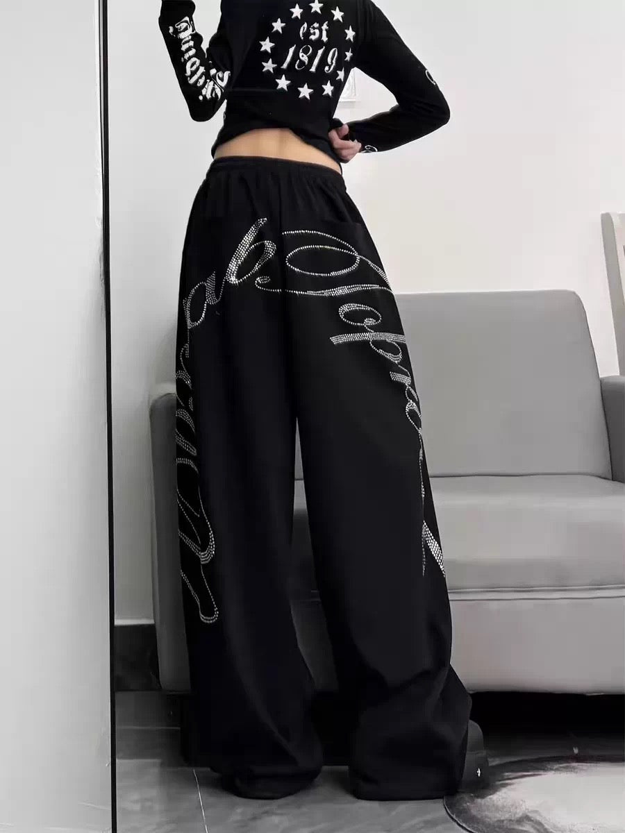 Trendy Script Baggy Pants