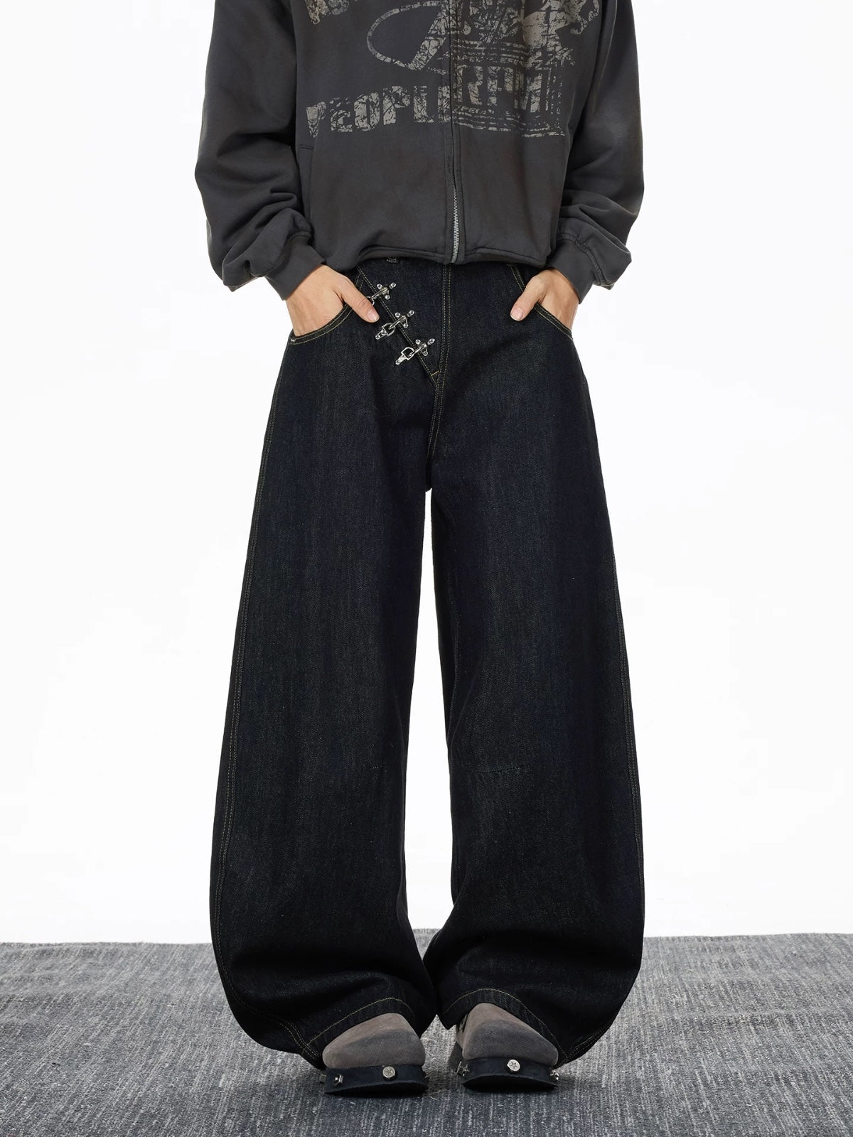 Cross Lock Wide-Leg Denim