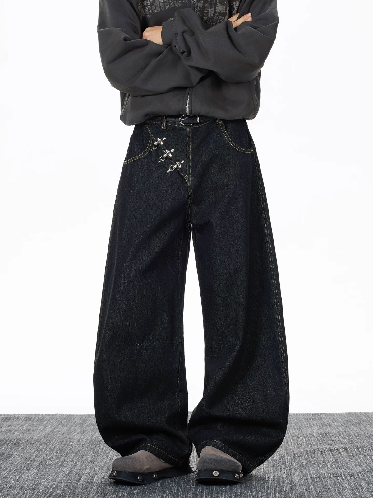 Cross Lock Wide-Leg Denim