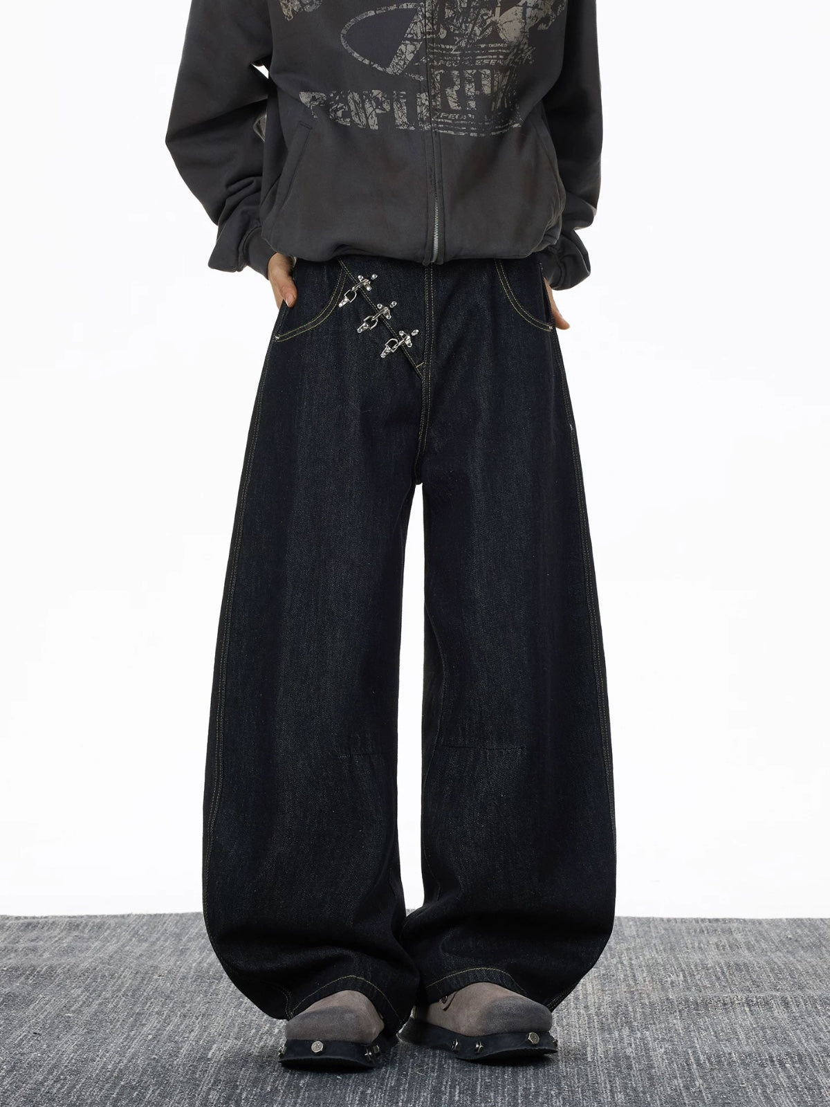 Cross Lock Wide-Leg Denim