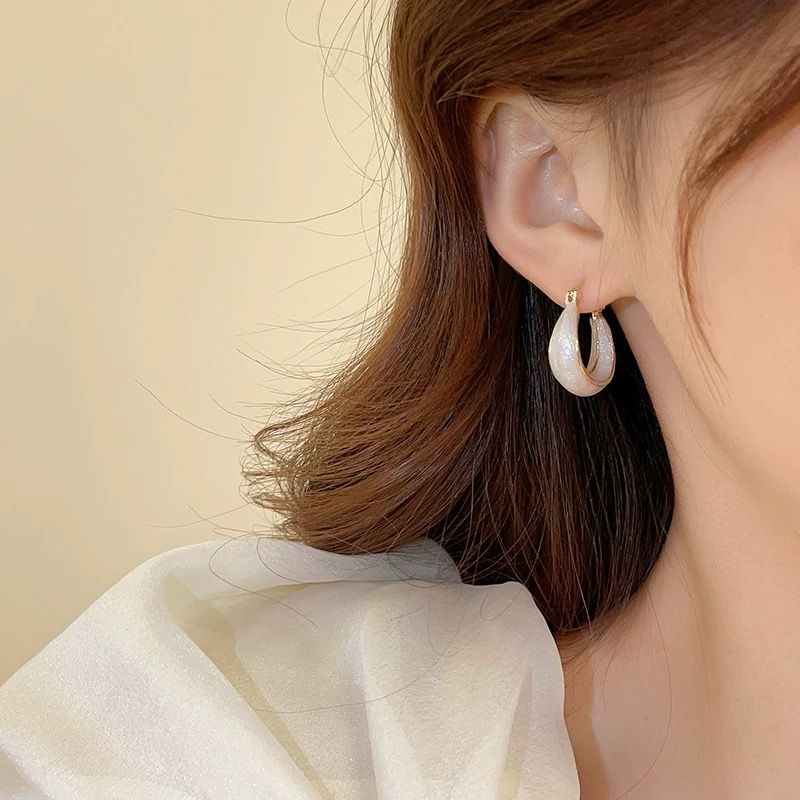 White Drip Glaze Earrings