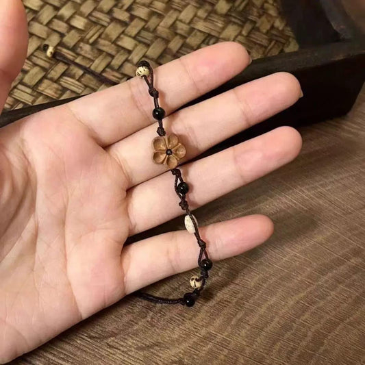 Wood Carving Zen Small Peach Blossom Bracelet