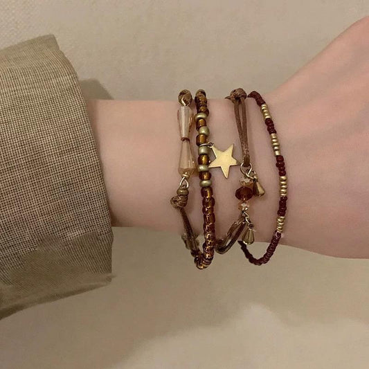 Maillard Coffee Color Temperament Retro Braided Rope Bracelet