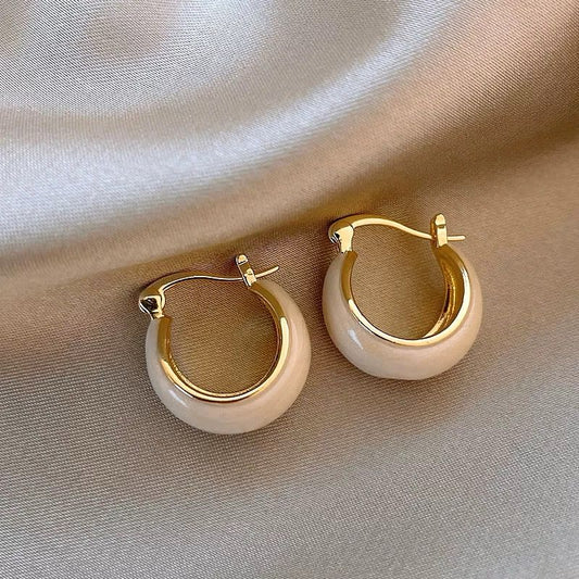 White Drip Glaze Earrings