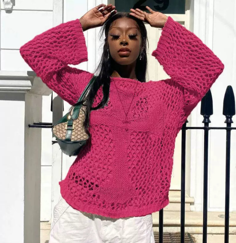 Cross Blessed Crochet Type Sweater