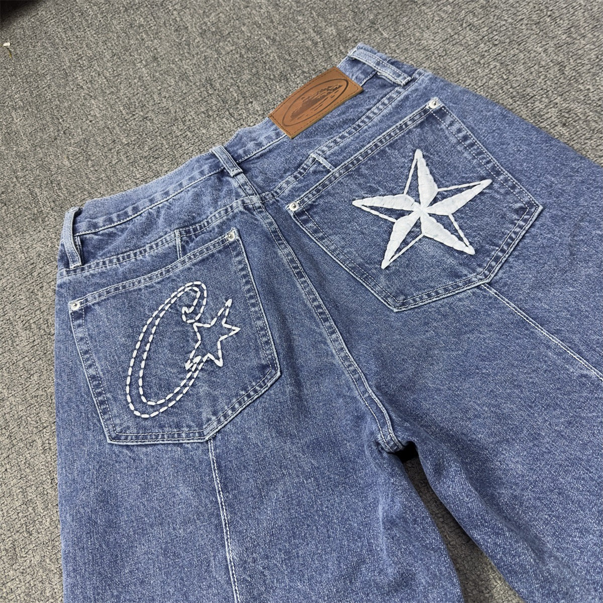 Corteiz C-Star Denim Jorts Faded Blue