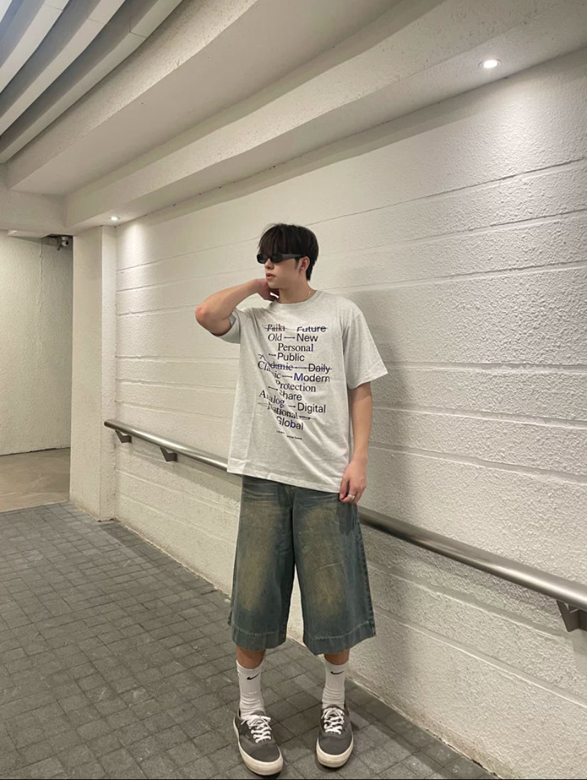 ウォッシュドデニムクロップドパンツ || Wash Blue Denim Jorts