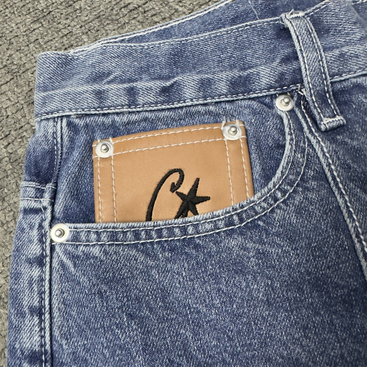 Corteiz C-Star Denim Jorts Faded Blue